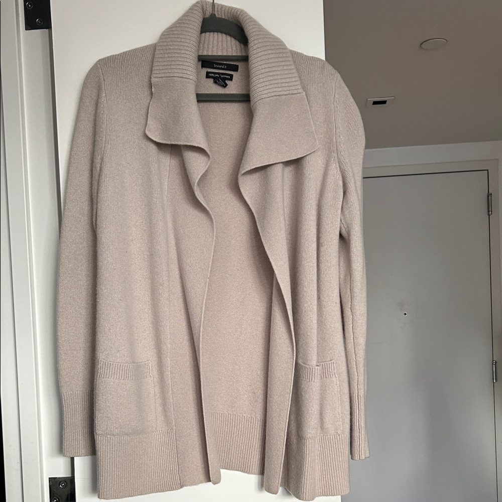 Tahari Women's Cream Open Front Cardigan Sweater